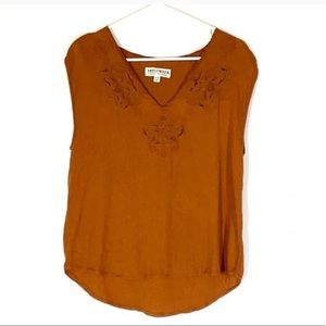 Idyllwind Sleeveless Rust Embroidered Top
